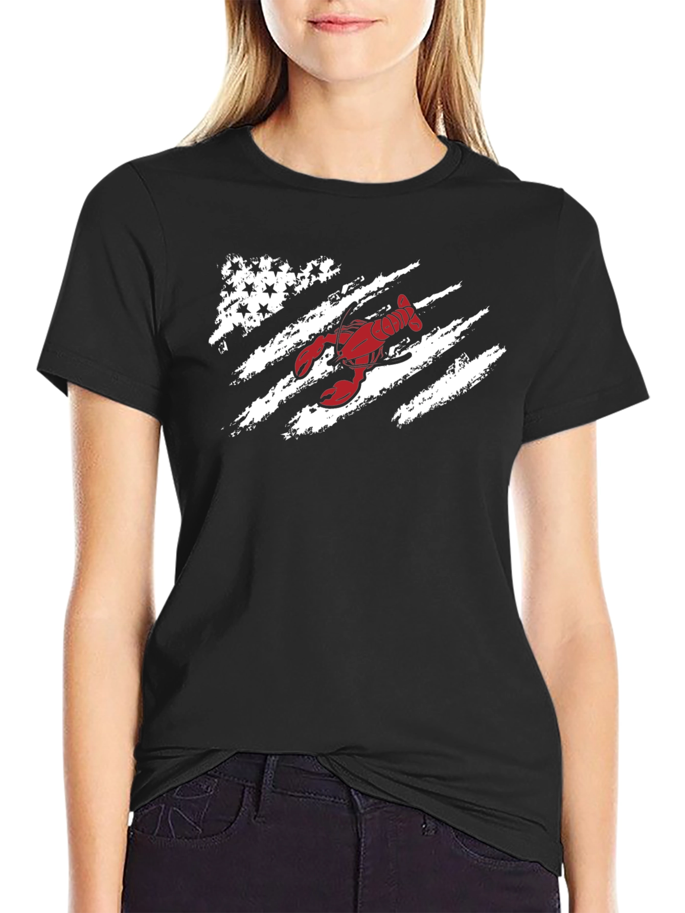 Lobster Flag Graphic Tee - Patriotic Seafood Shirt