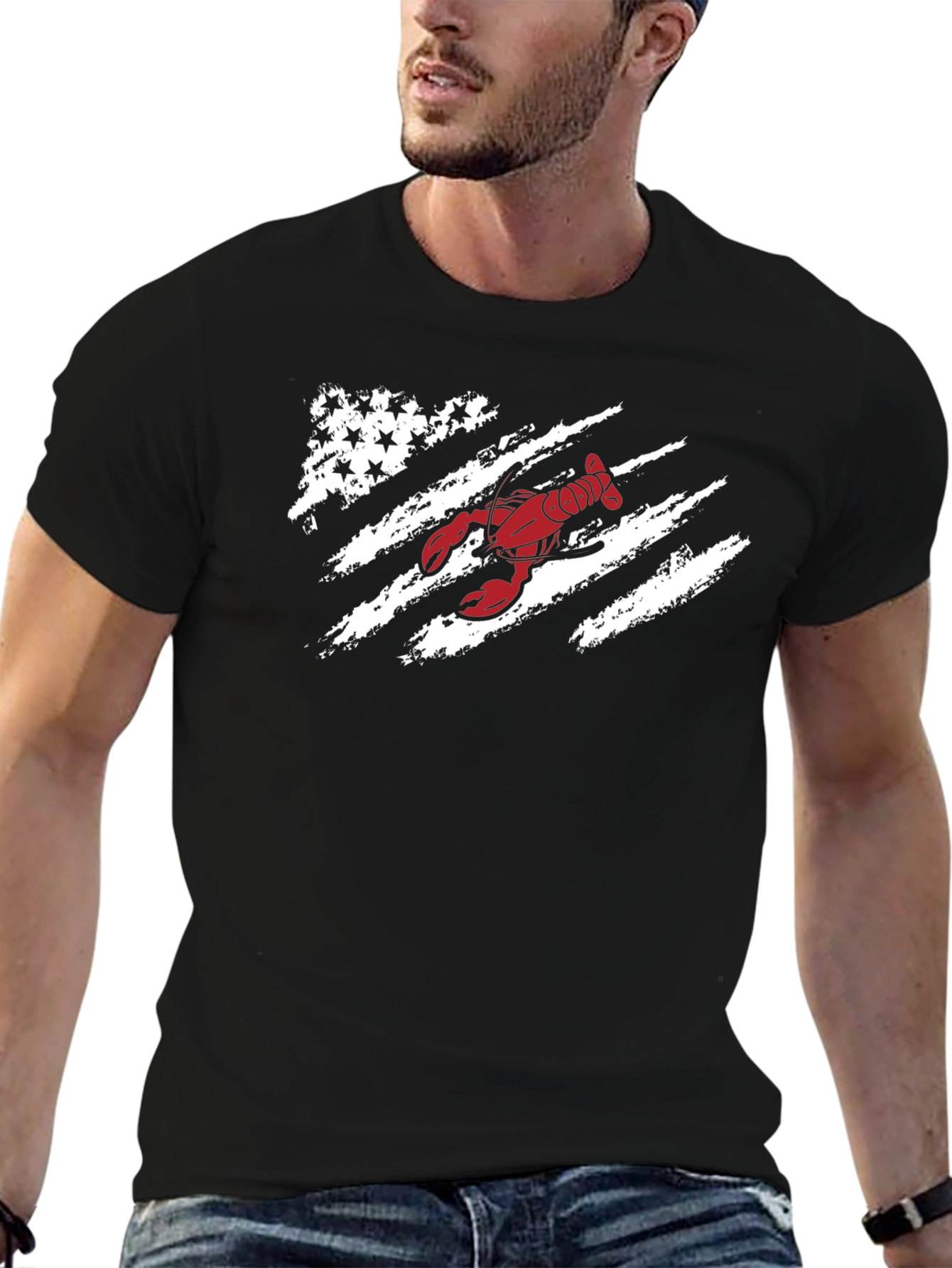 Lobster Flag Graphic Tee - Patriotic Seafood Shirt