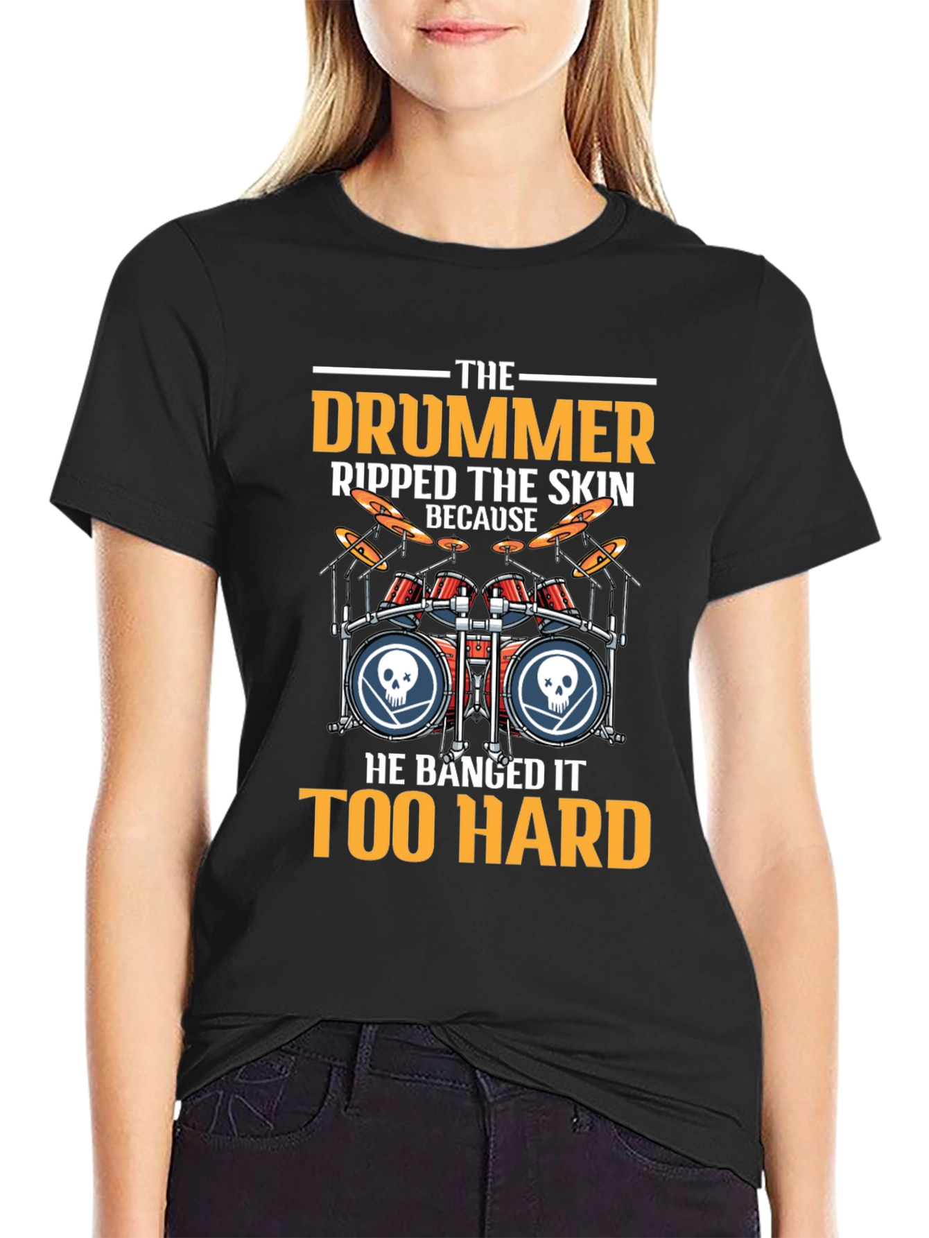 Drummer Ripped the Skin T-Shirt - Rock Music Tee