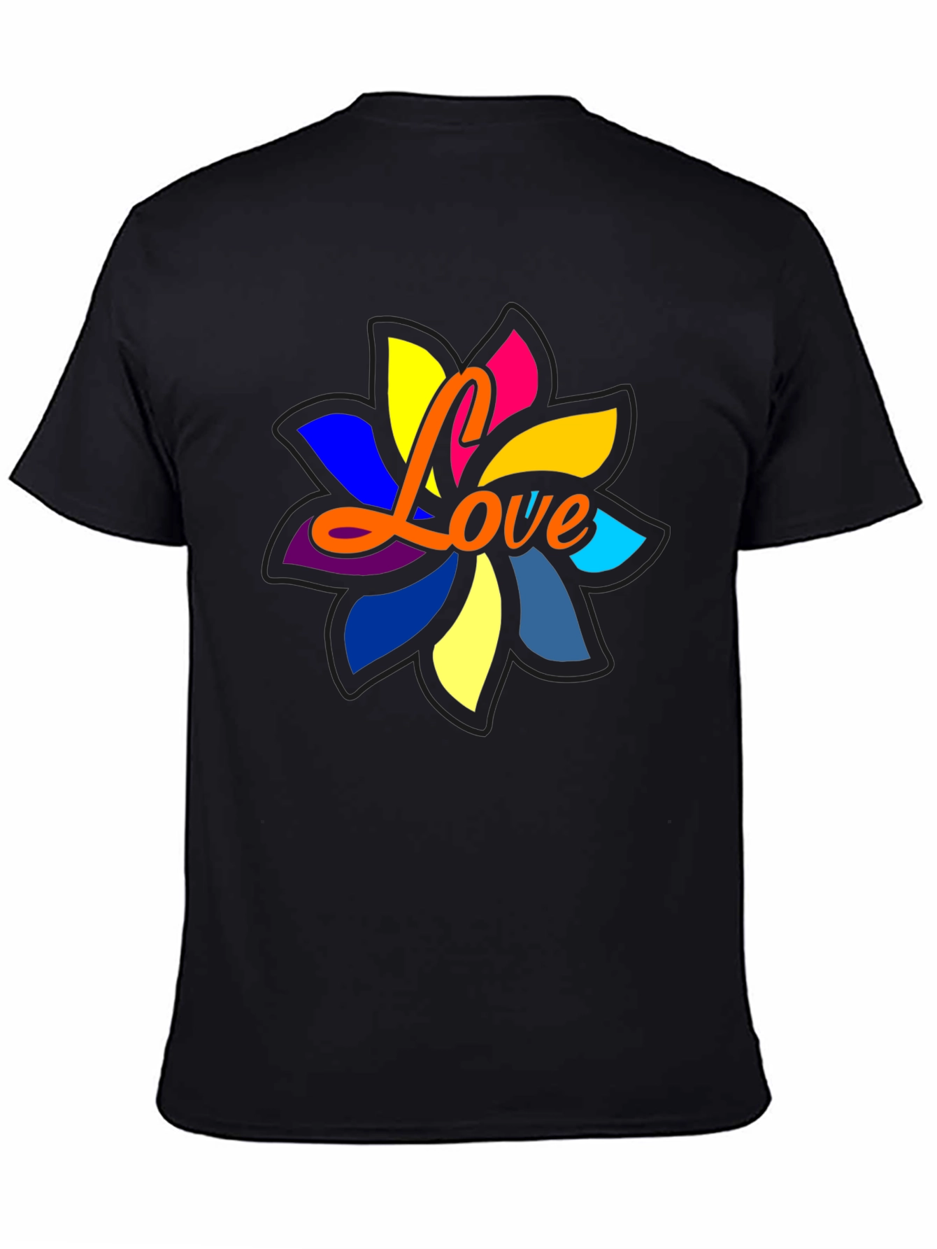 Love Flower Graphic Black T-Shirt