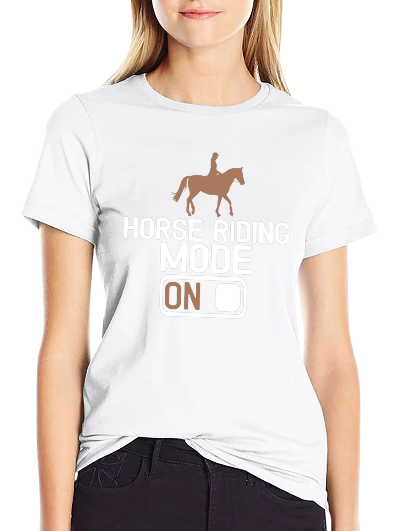 Horse Riding Mode On T-Shirt: Equestrian Lifestyle Tee