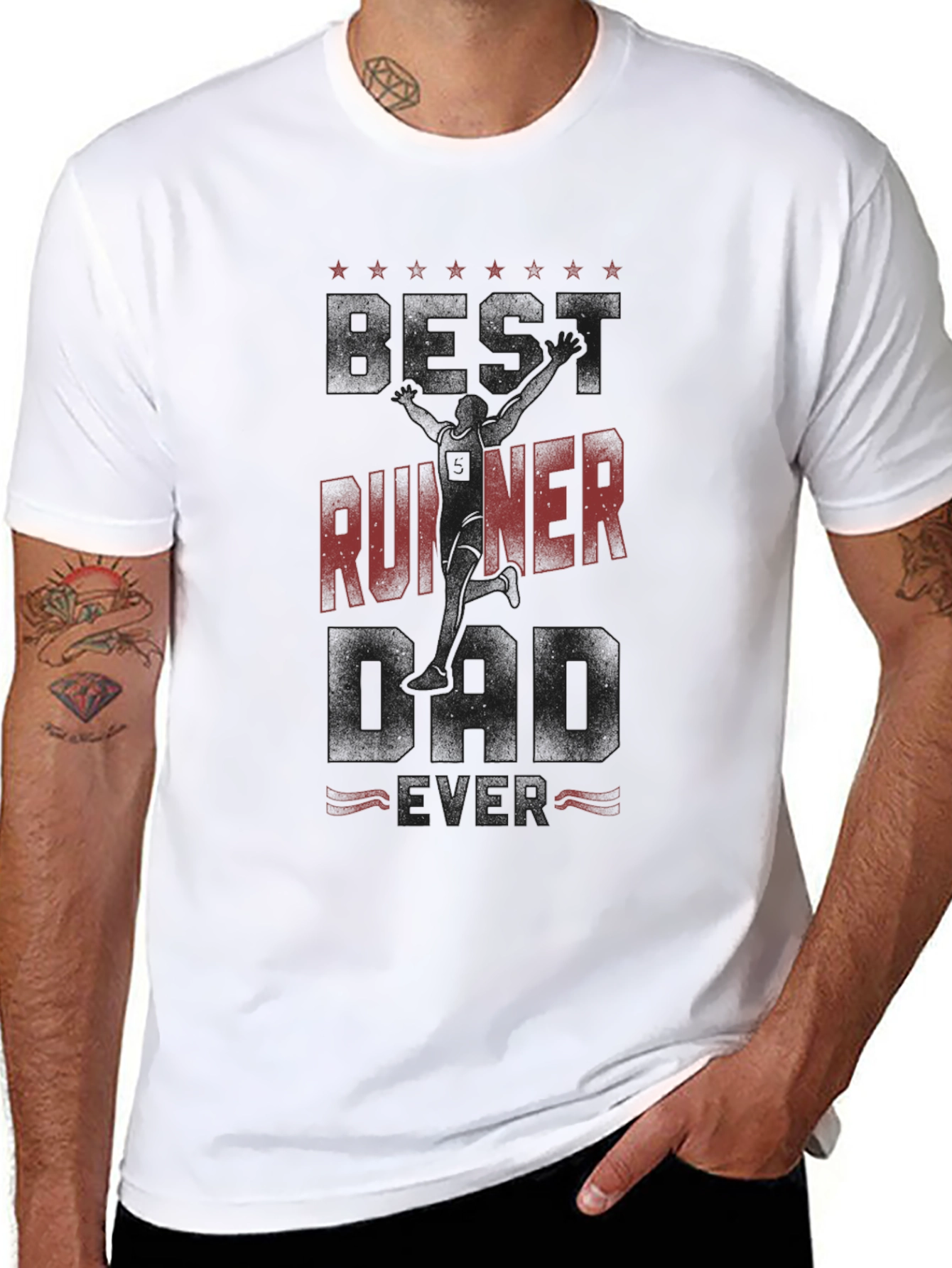 Best Runner Dad Ever Black Graphic Tee