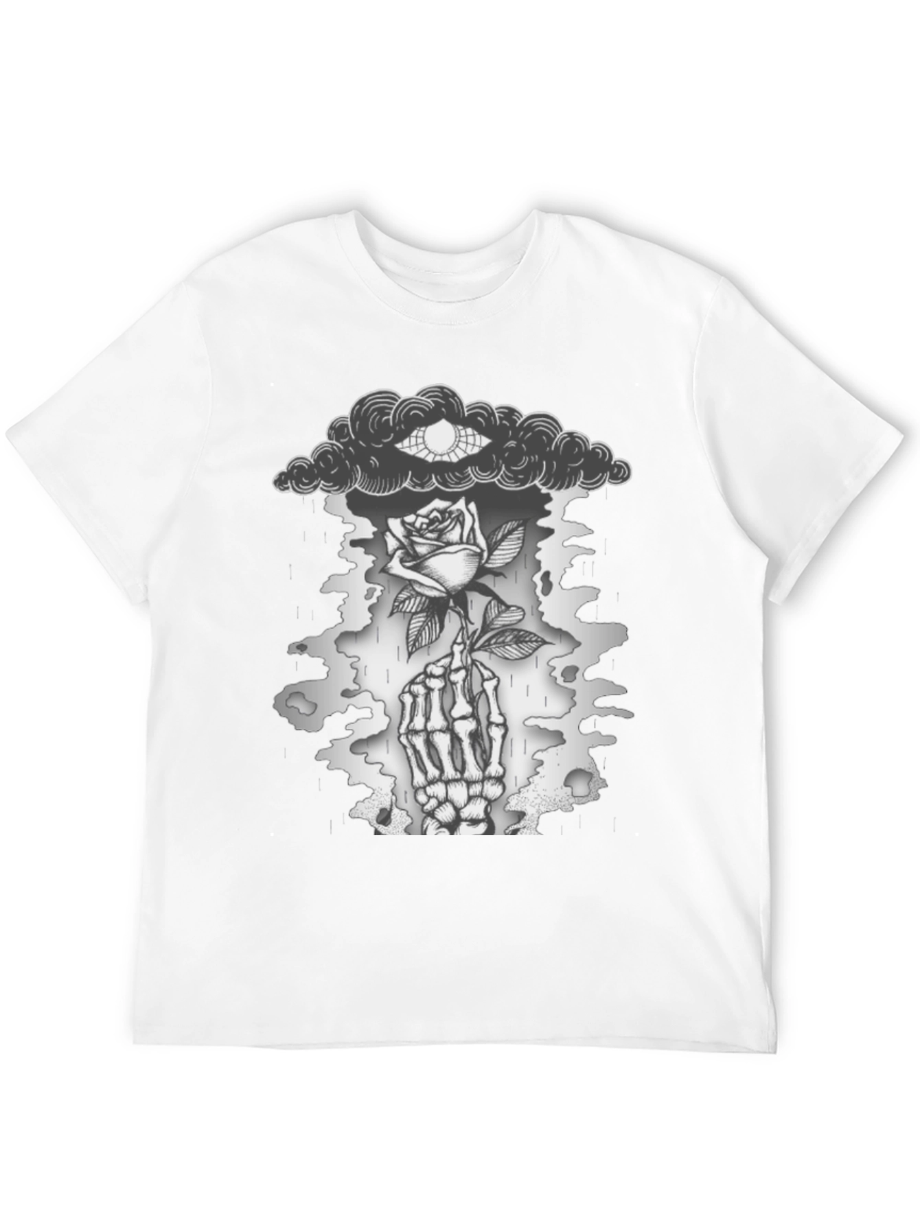 Gothic Rose & Skeleton Hand Graphic T-Shirt