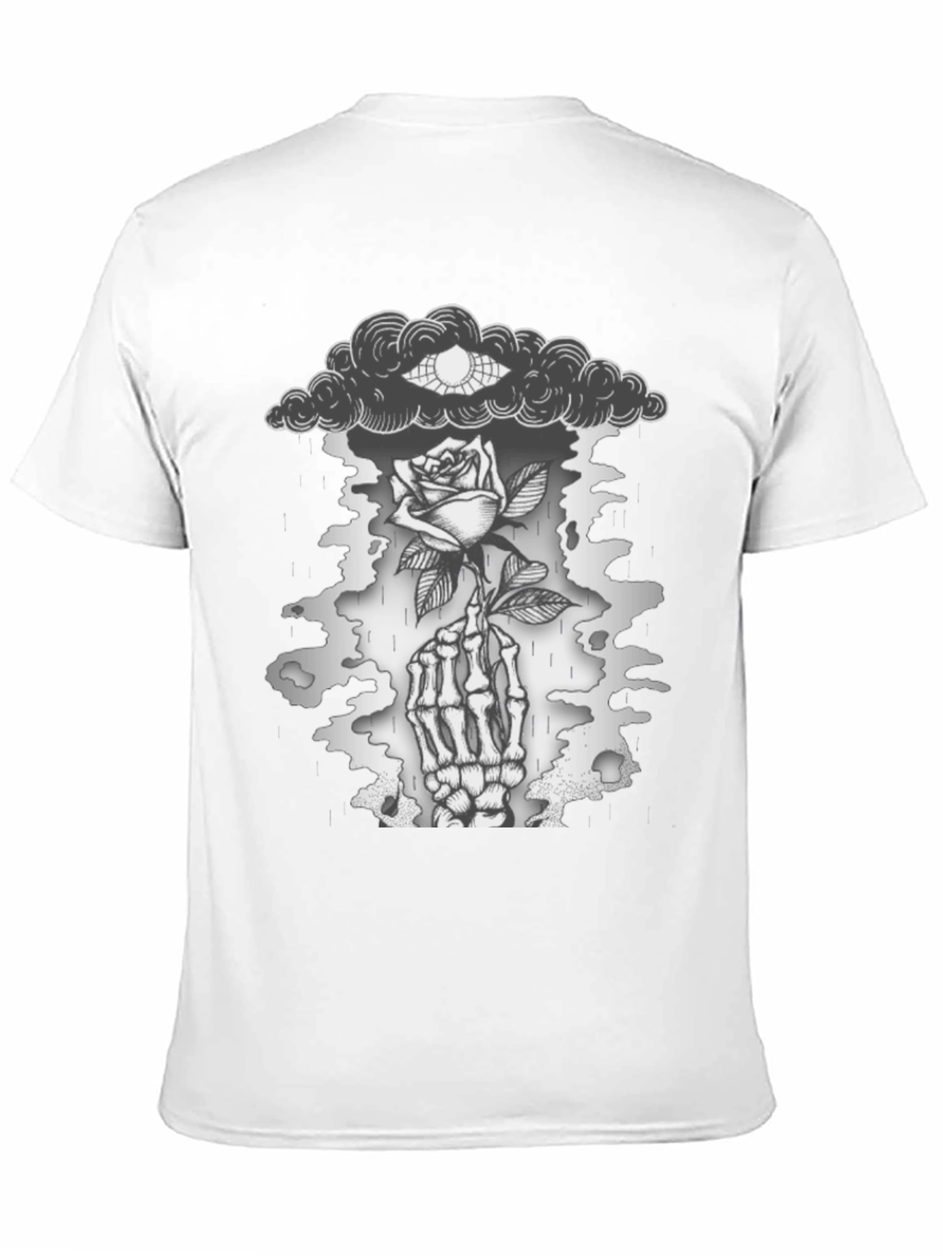 Gothic Rose & Skeleton Hand Graphic T-Shirt