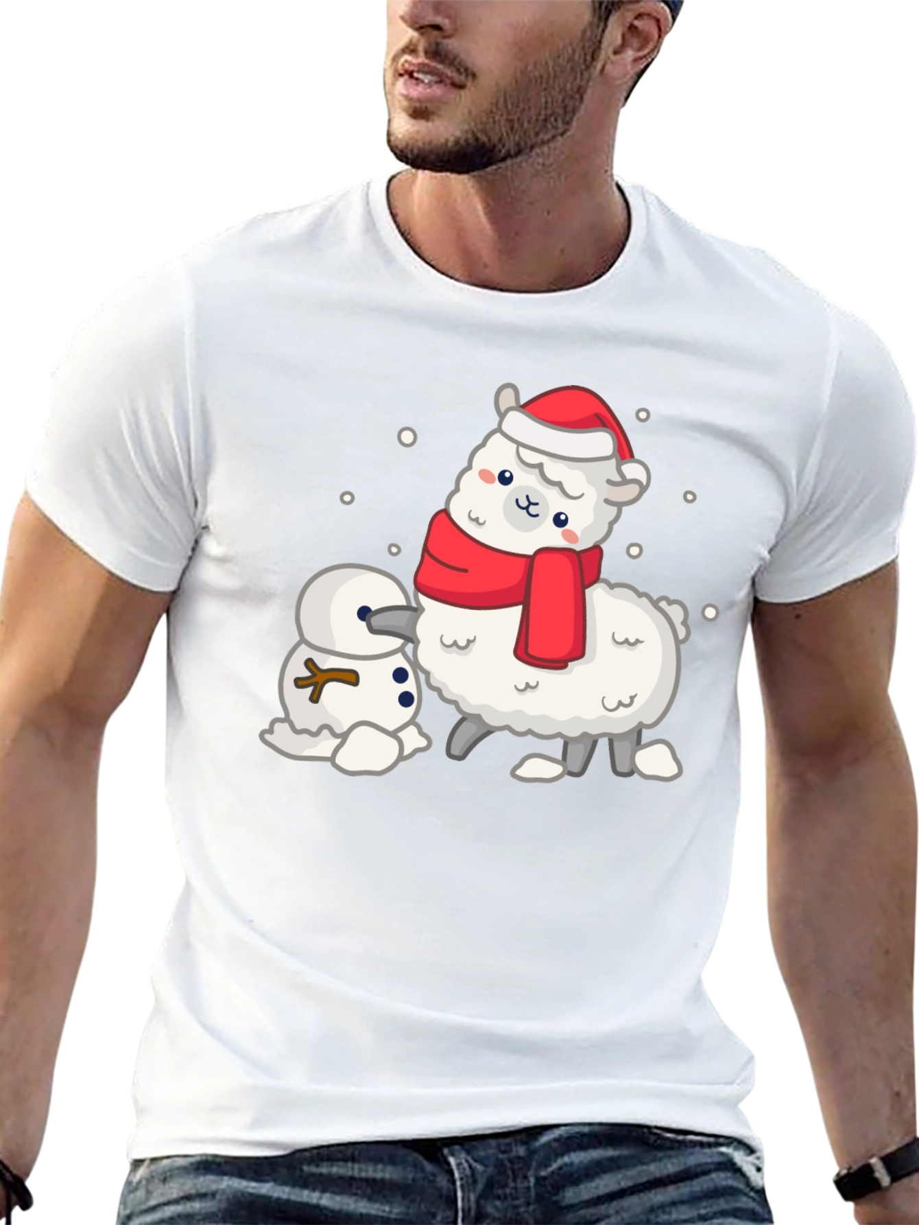 Festive Llama & Snowman Graphic Tee