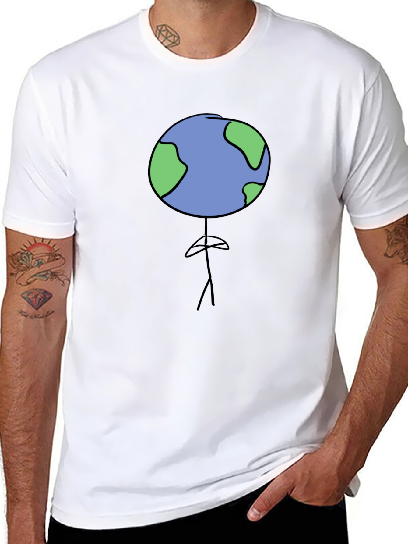 Earth Head Man Black T-Shirt