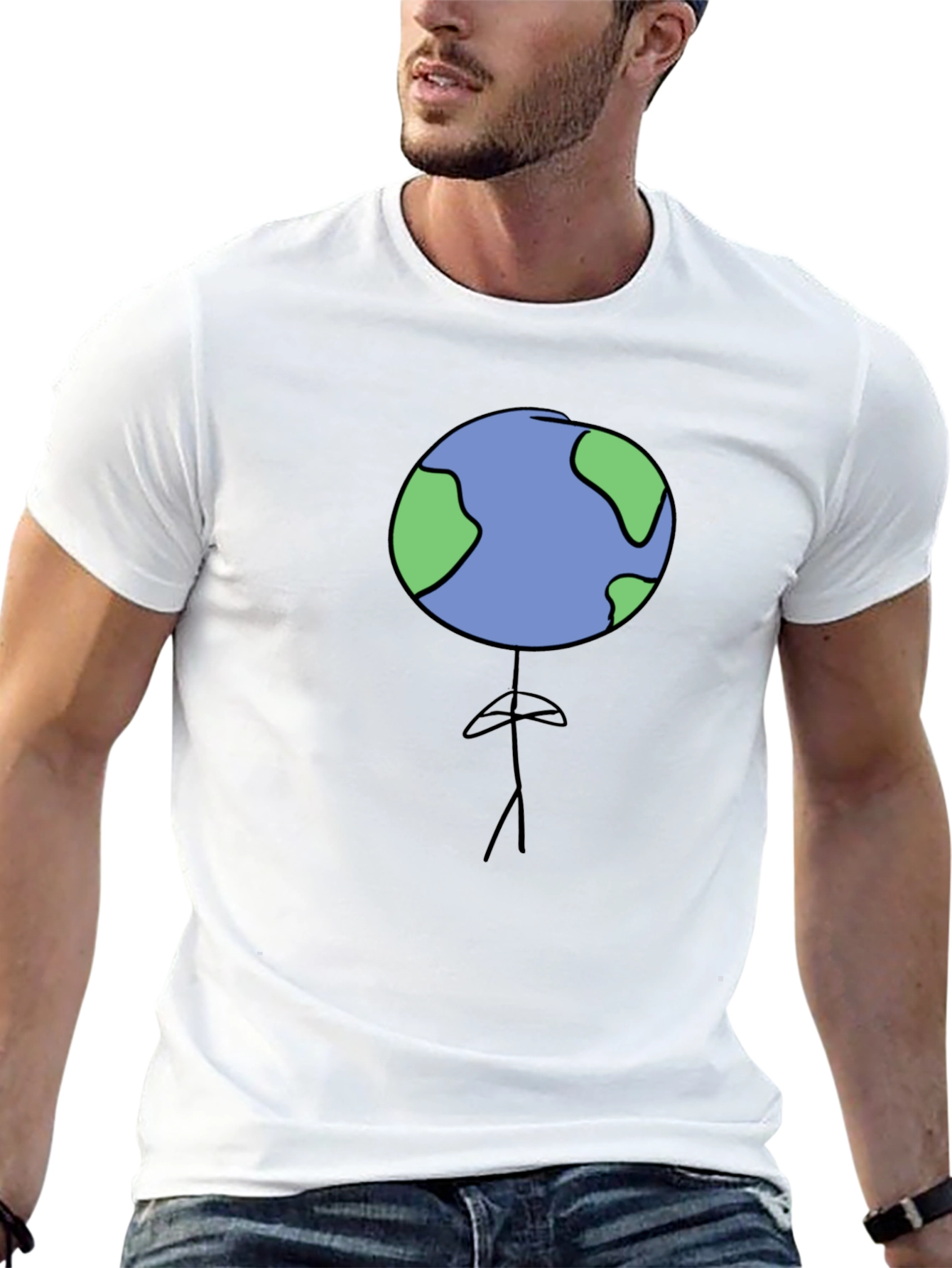 Earth Head Man Black T-Shirt