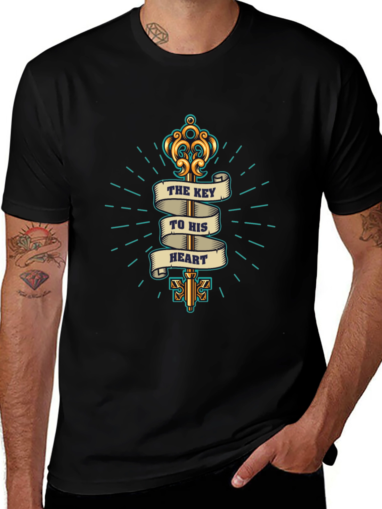 Key to My Heart Black Graphic T-Shirt