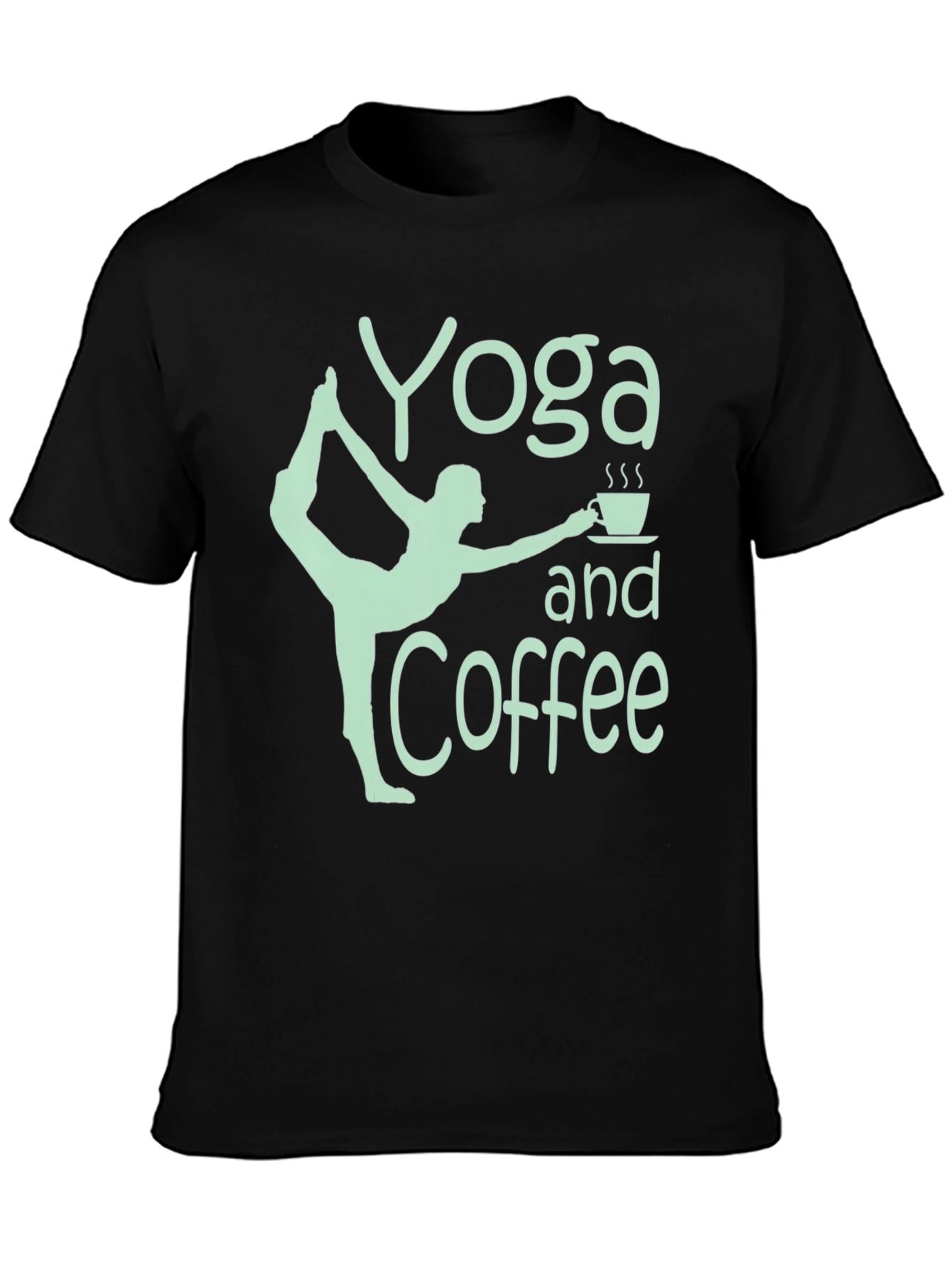 Yoga and Coffee Graphic Tee - Black Cotton T-Shirt