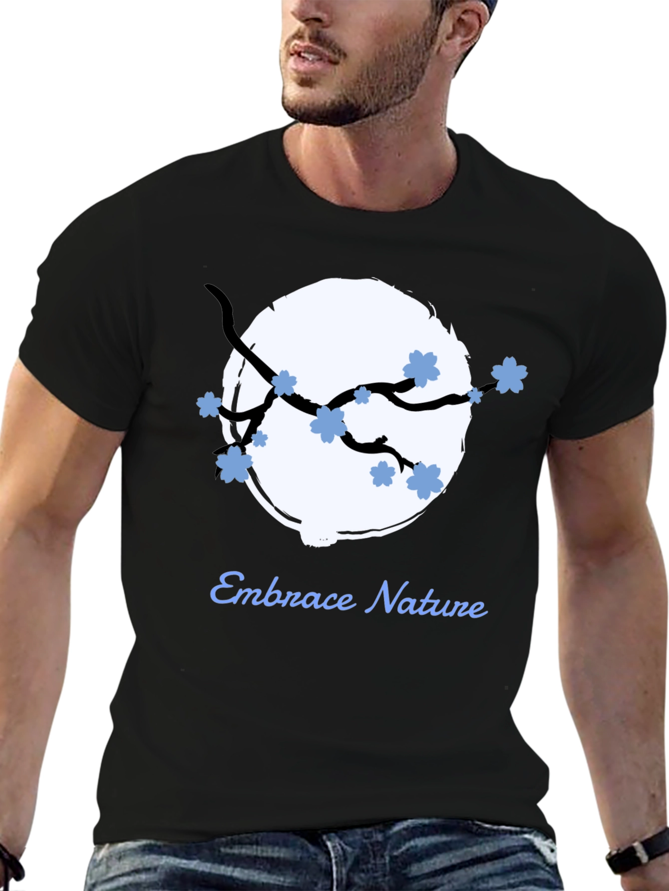 Embrace Nature Graphic Tee - Black Cotton Blend