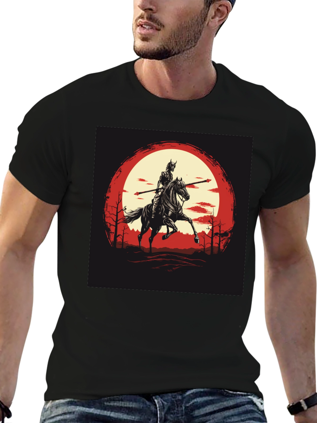 Samurai Horseman Graphic Black T-Shirt