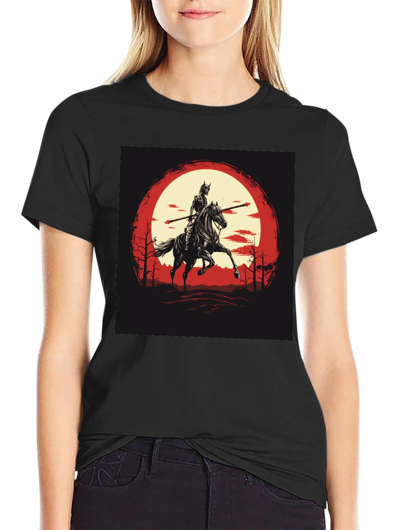 Samurai Horseman Graphic Black T-Shirt