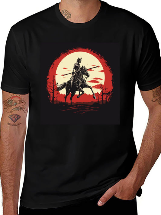 Samurai Horseman Graphic Black T-Shirt