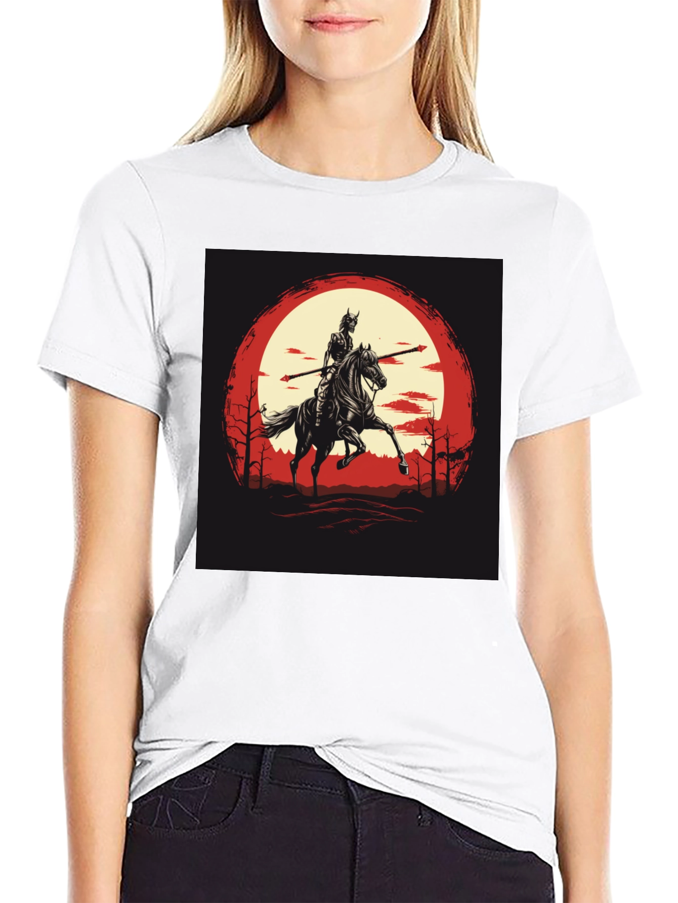 Samurai Horseman Graphic Black T-Shirt