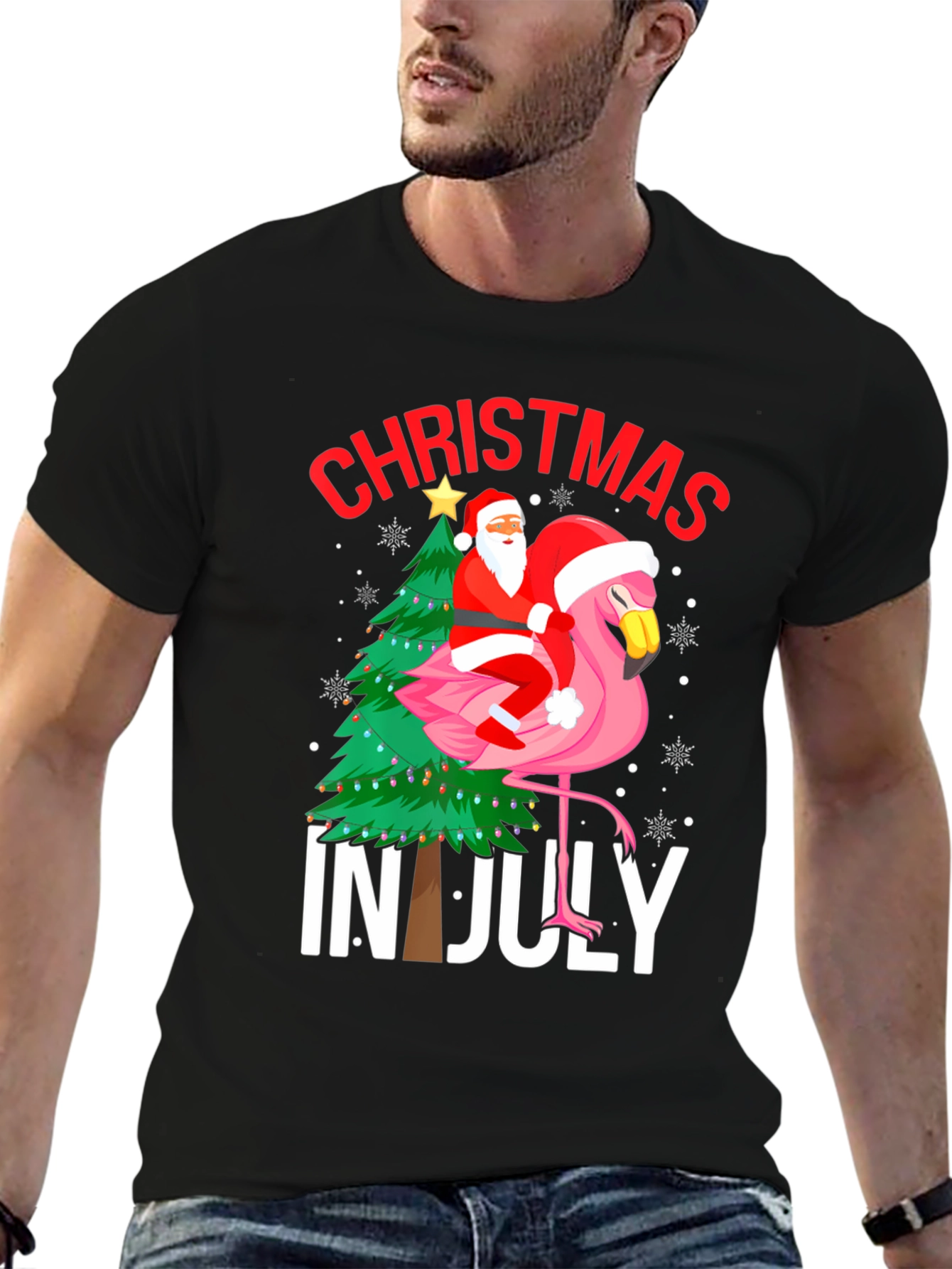 Christmas in July Flamingo Graphic Tee