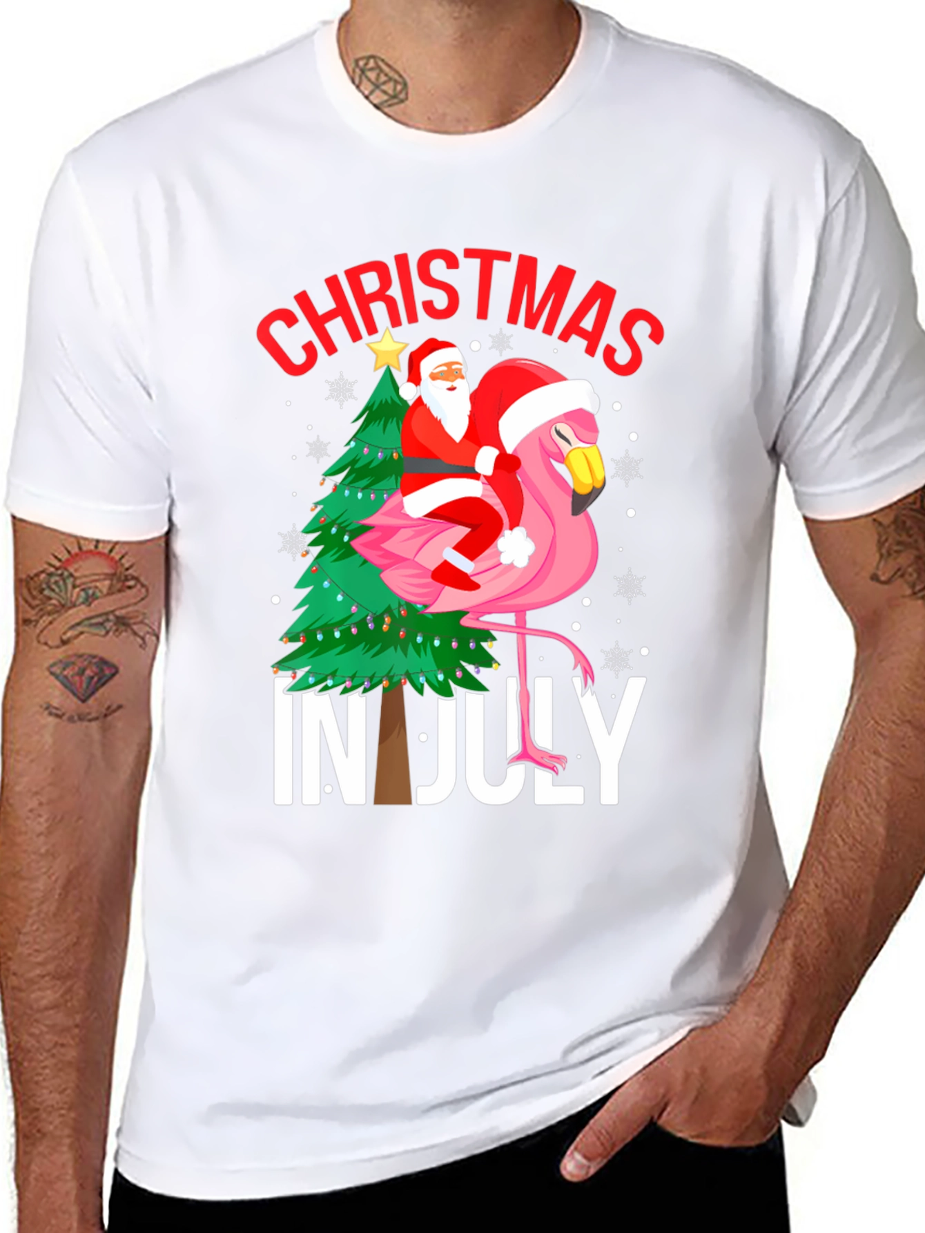 Christmas in July Flamingo Graphic Tee