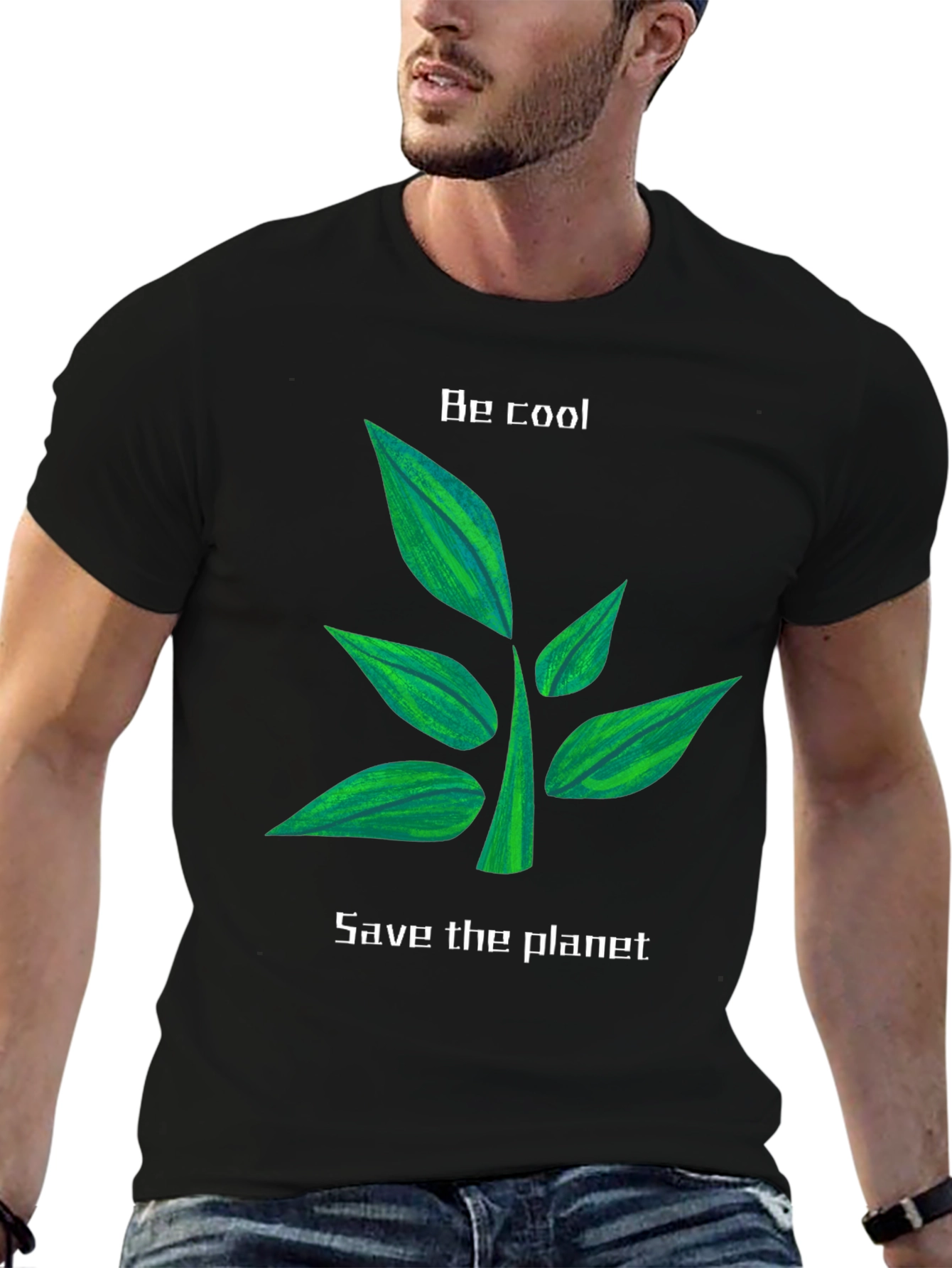 Eco-Friendly Black T-Shirt: Be Cool Save the Planet