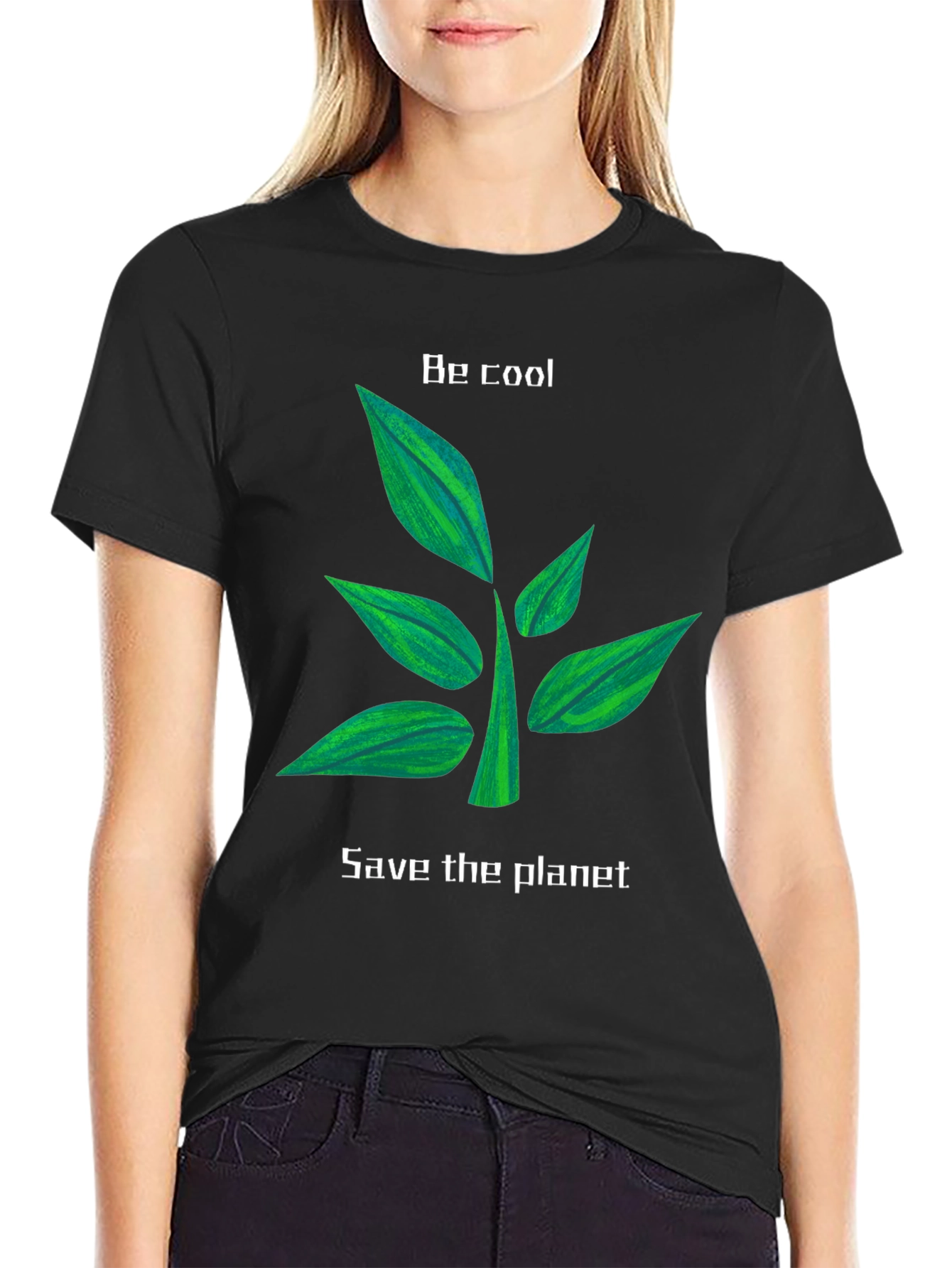 Eco-Friendly Black T-Shirt: Be Cool Save the Planet