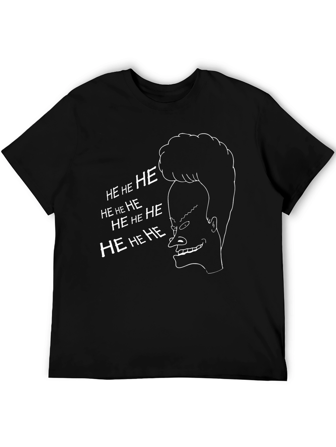 He He Beavis T-Shirt - Black Comedy Tee