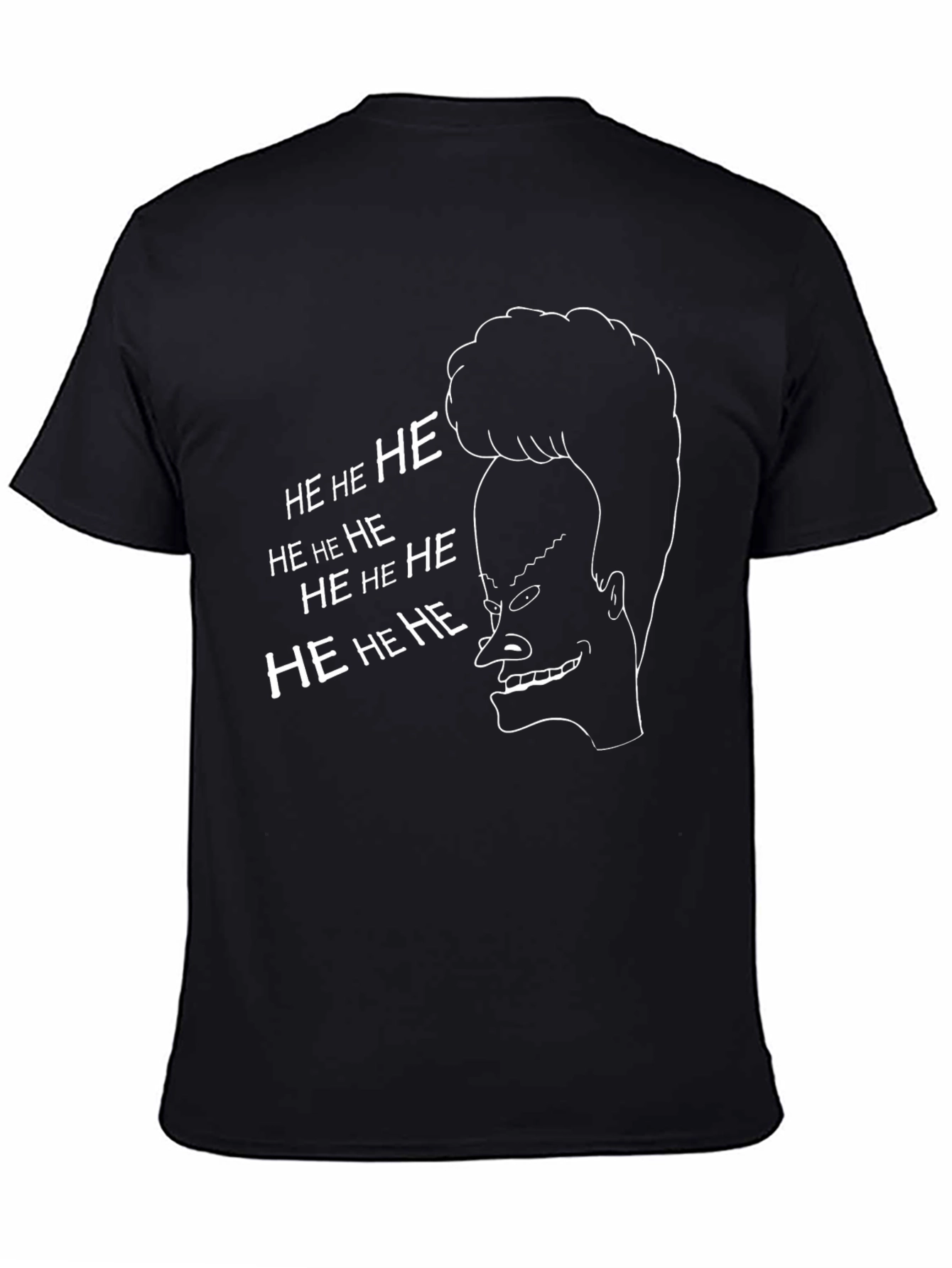 He He Beavis T-Shirt - Black Comedy Tee