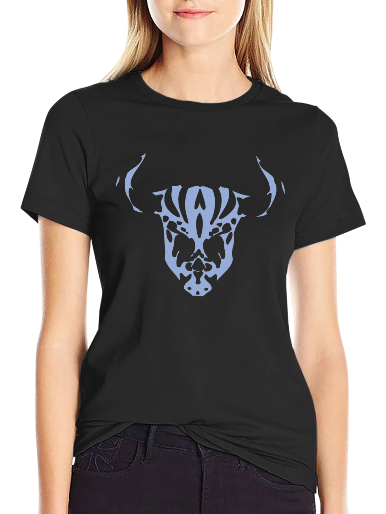 Abstract Skull Bull Graphic Tee