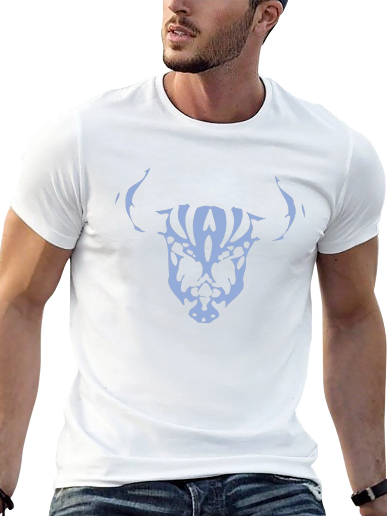 Abstract Skull Bull Graphic Tee