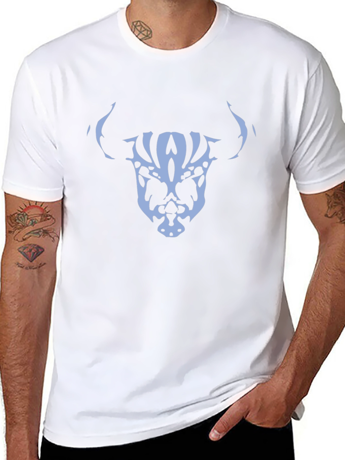 Abstract Skull Bull Graphic Tee