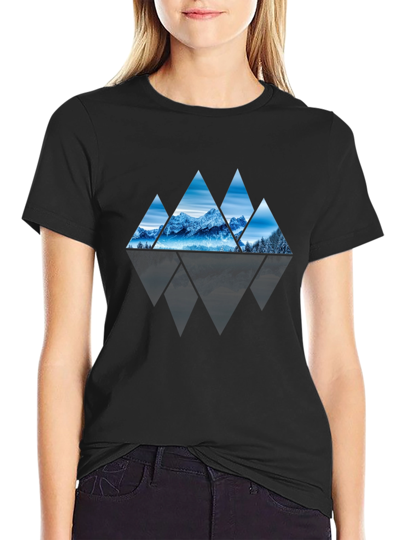 Mountain Triangles Graphic Tee - Black