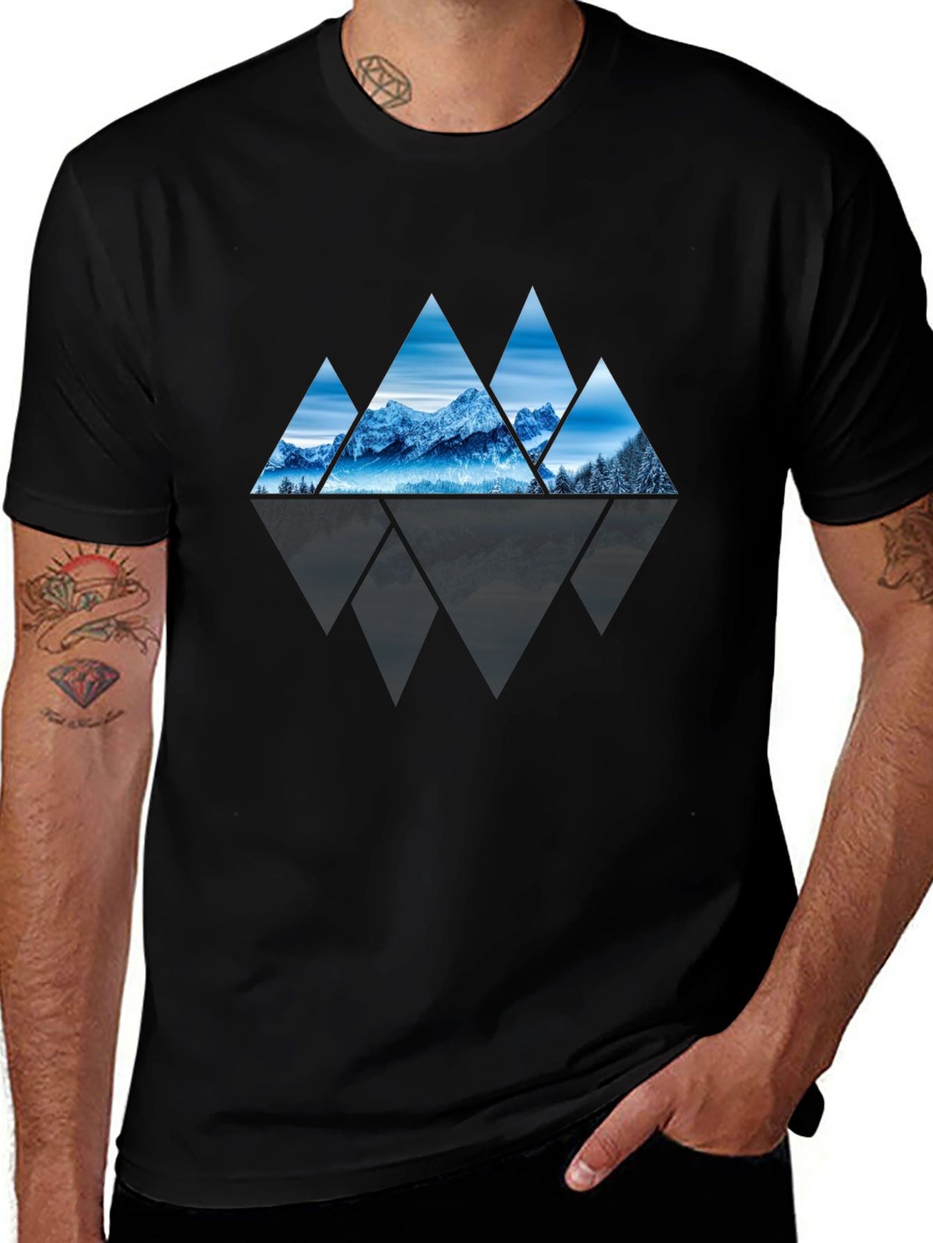 Mountain Triangles Graphic Tee - Black