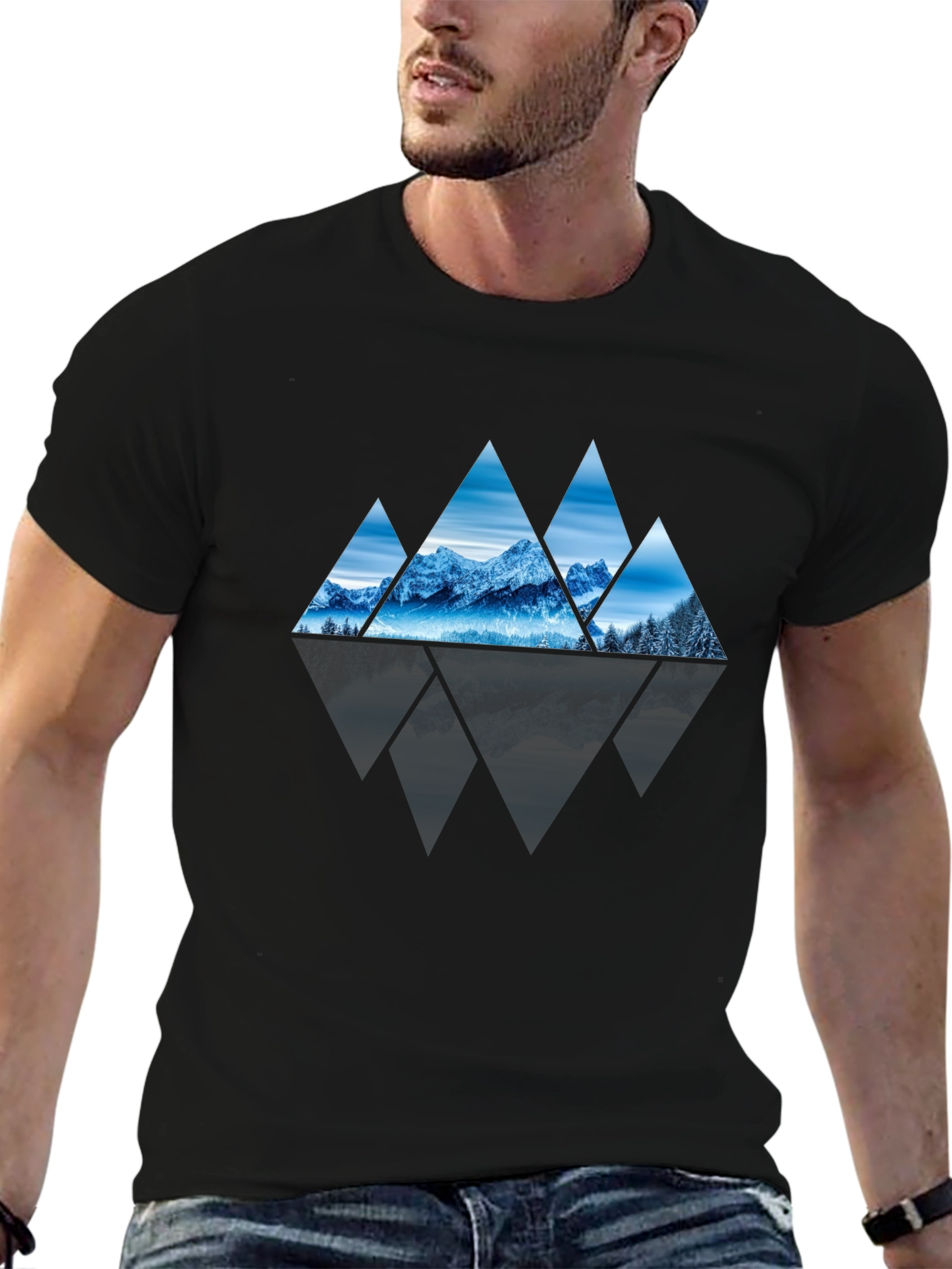 Mountain Triangles Graphic Tee - Black