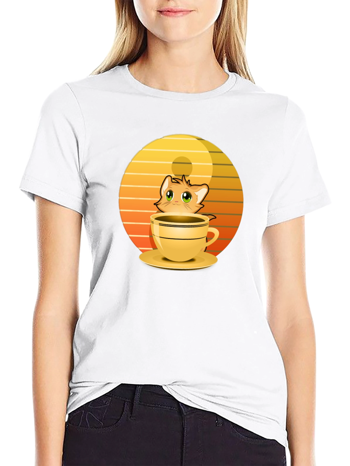 Cute Cat in a Cup T-Shirt - Novelty Design
