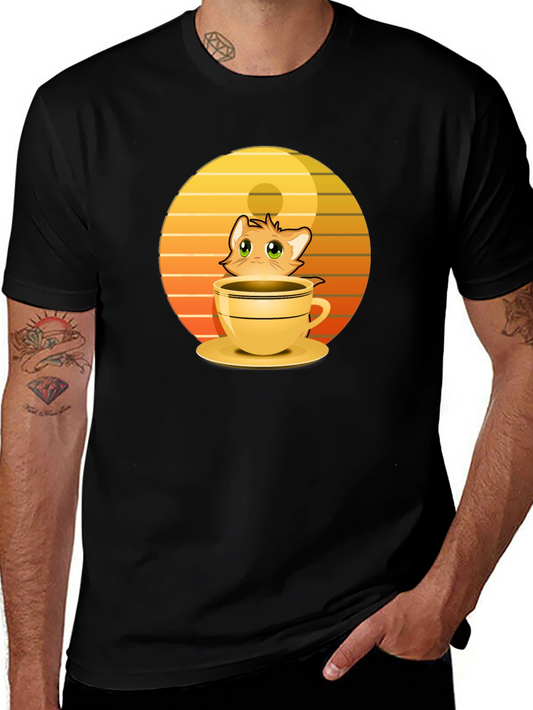 Cute Cat in a Cup T-Shirt - Novelty Design
