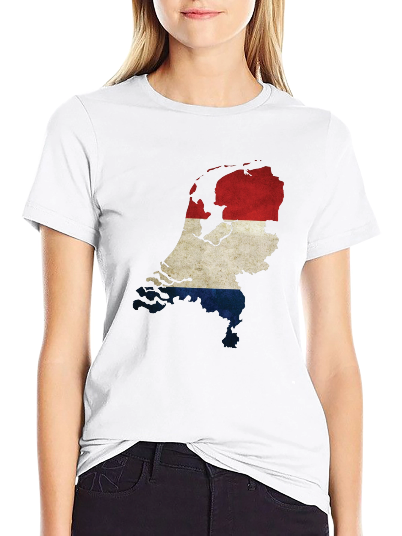 Netherlands Map Flag Graphic Tee - Black