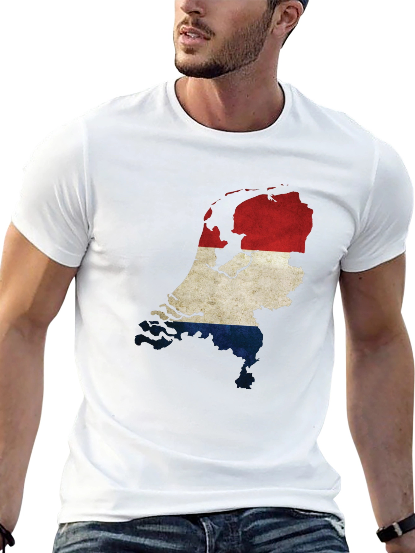 Netherlands Map Flag Graphic Tee - Black