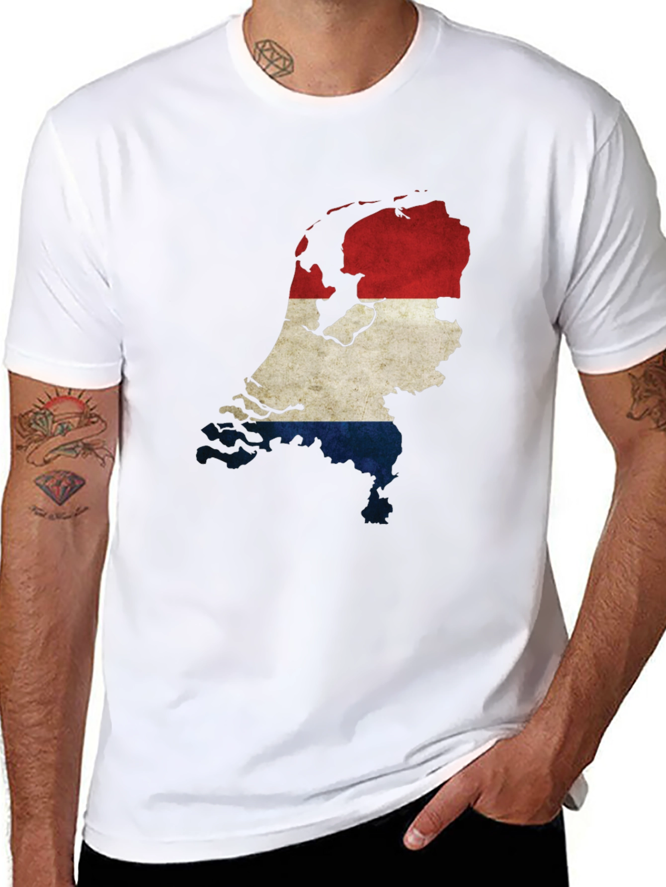 Netherlands Map Flag Graphic Tee - Black