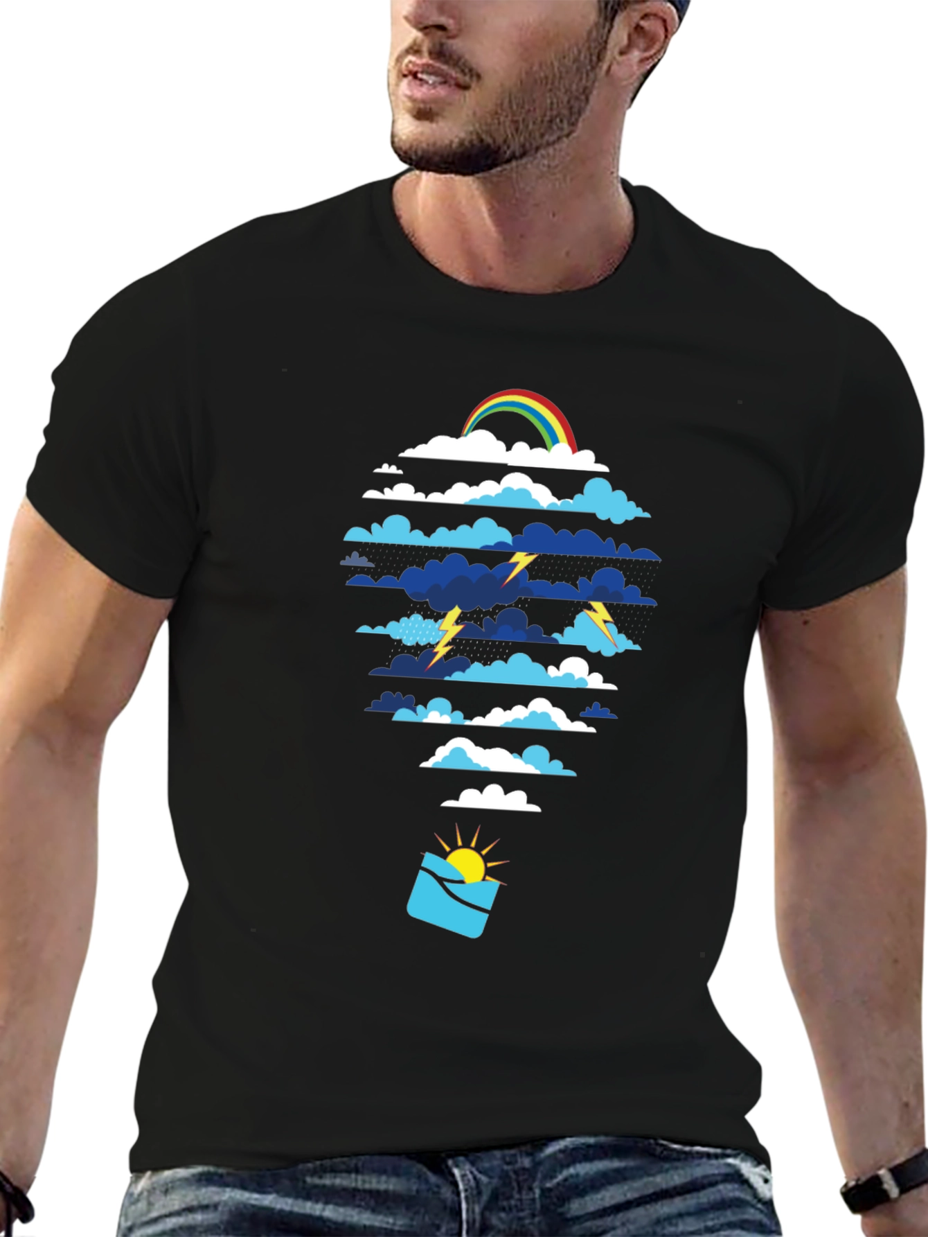 Weather Pattern Graphic Tee - Black
