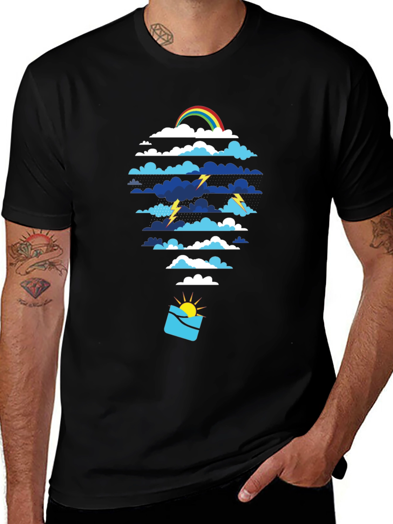 Weather Pattern Graphic Tee - Black