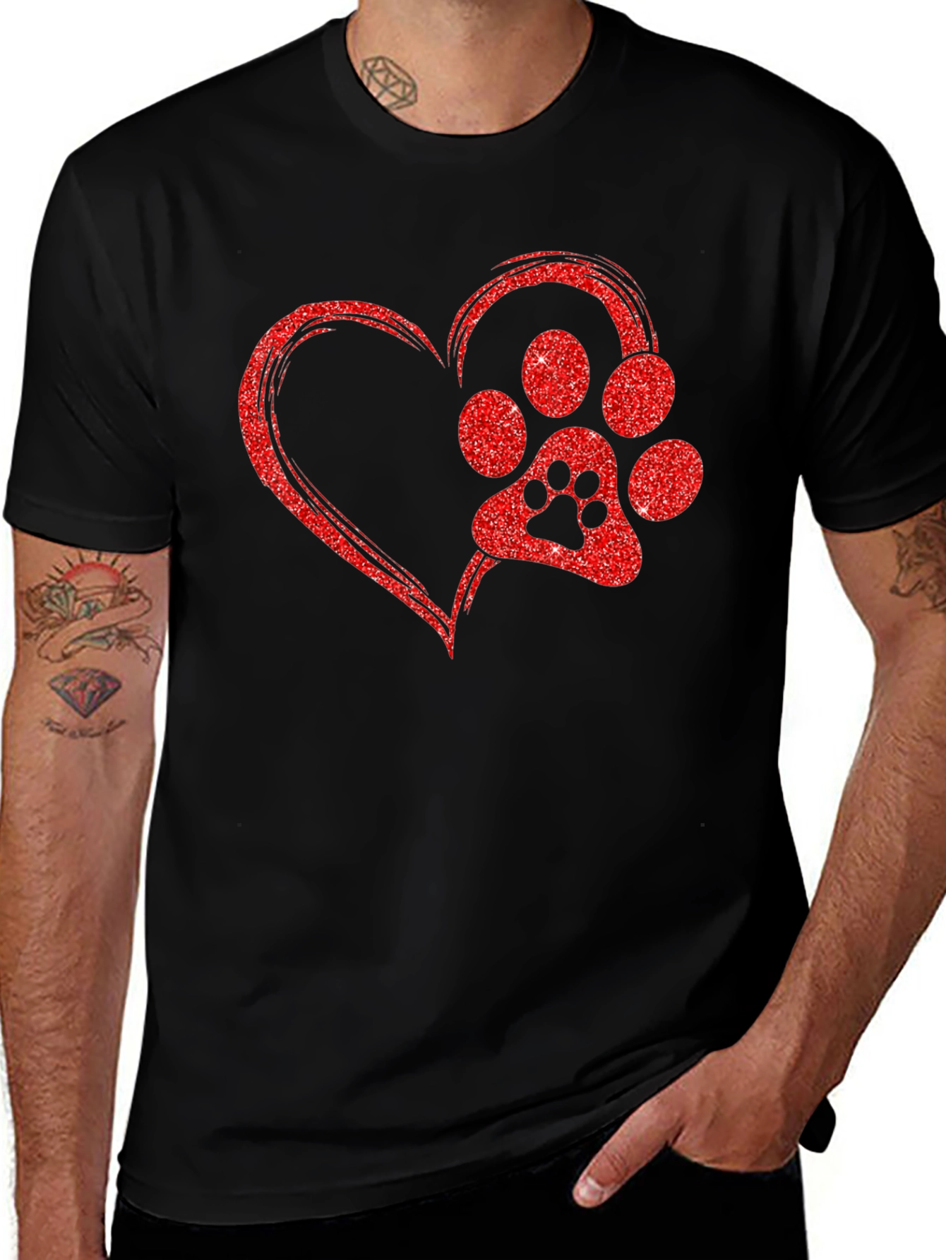 Dog Paw Heart T-Shirt - Love My Pet