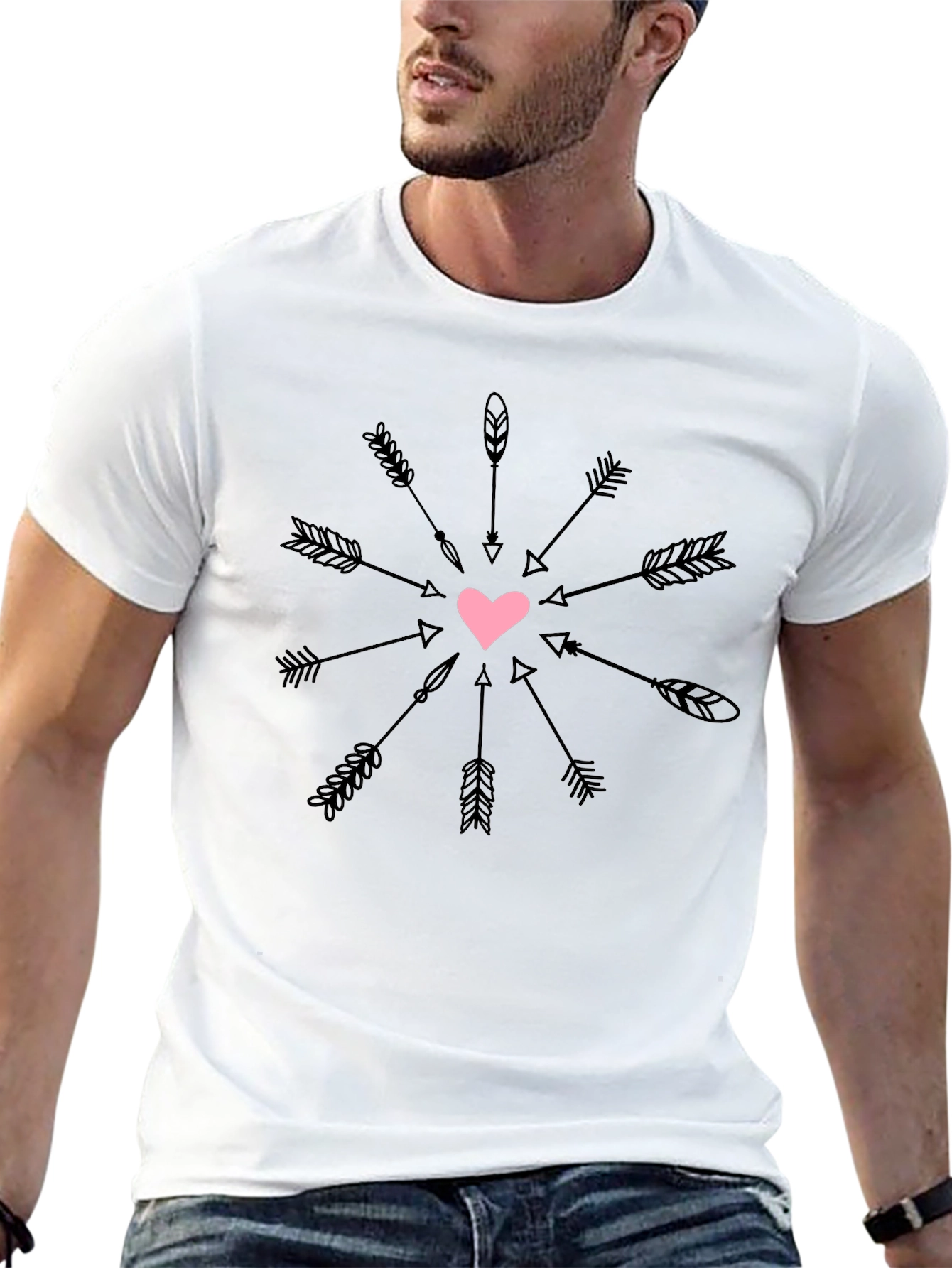 Heart Arrows Graphic T-Shirt - Trendy Casual Tee
