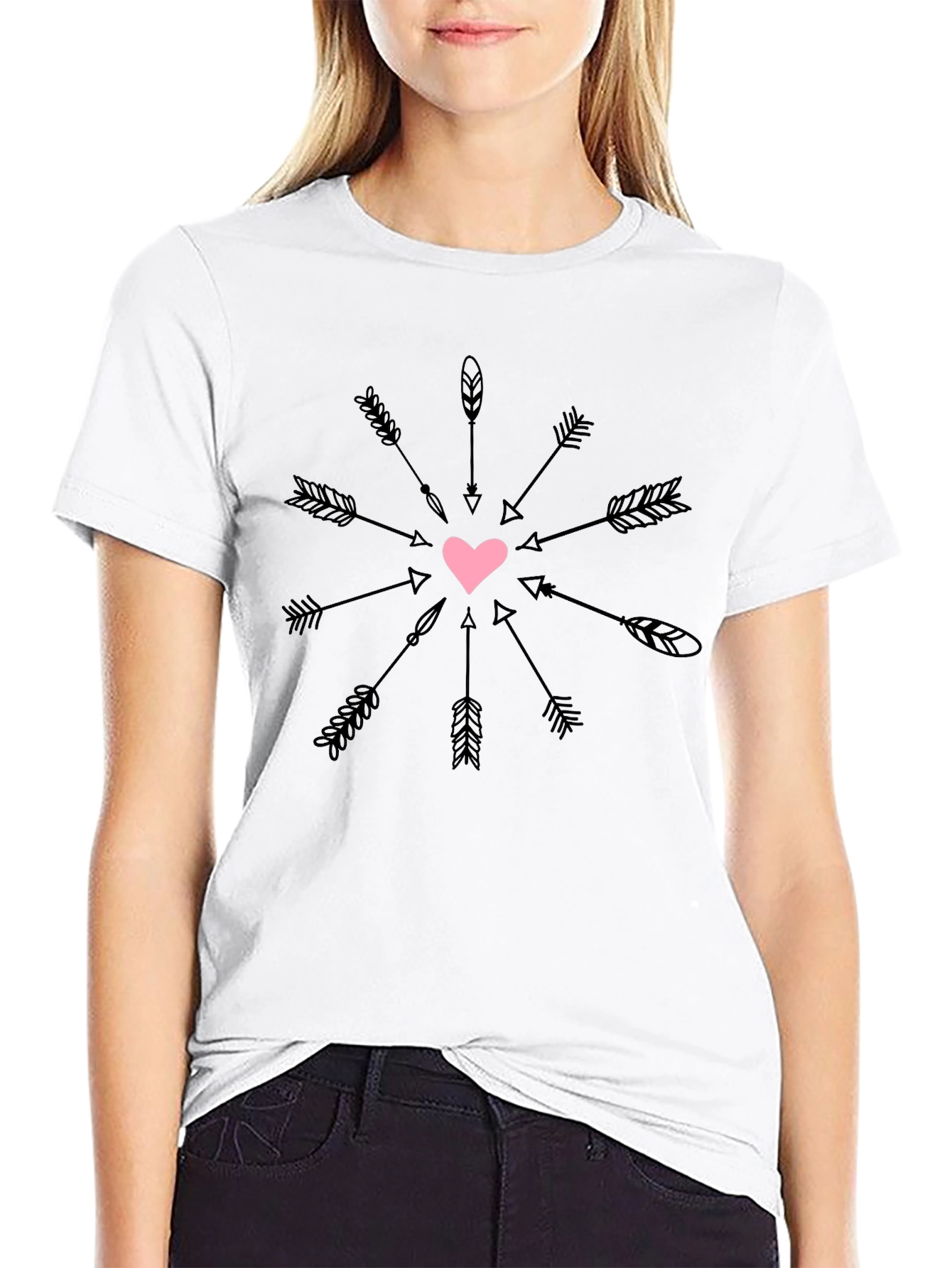 Heart Arrows Graphic T-Shirt - Trendy Casual Tee