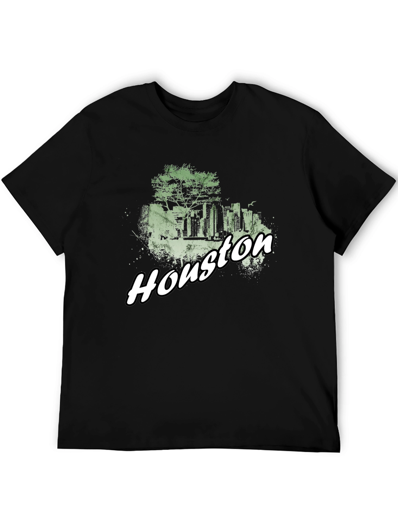 Houston Skyline Graphic Tee - Black Cotton Blend