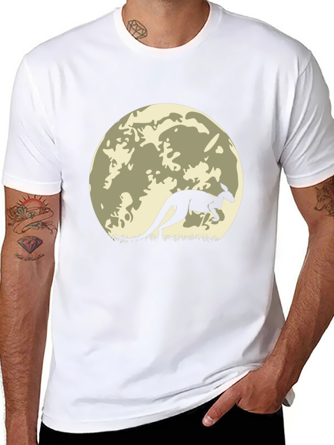 Kangaroo Silhouette Moon Graphic T-Shirt