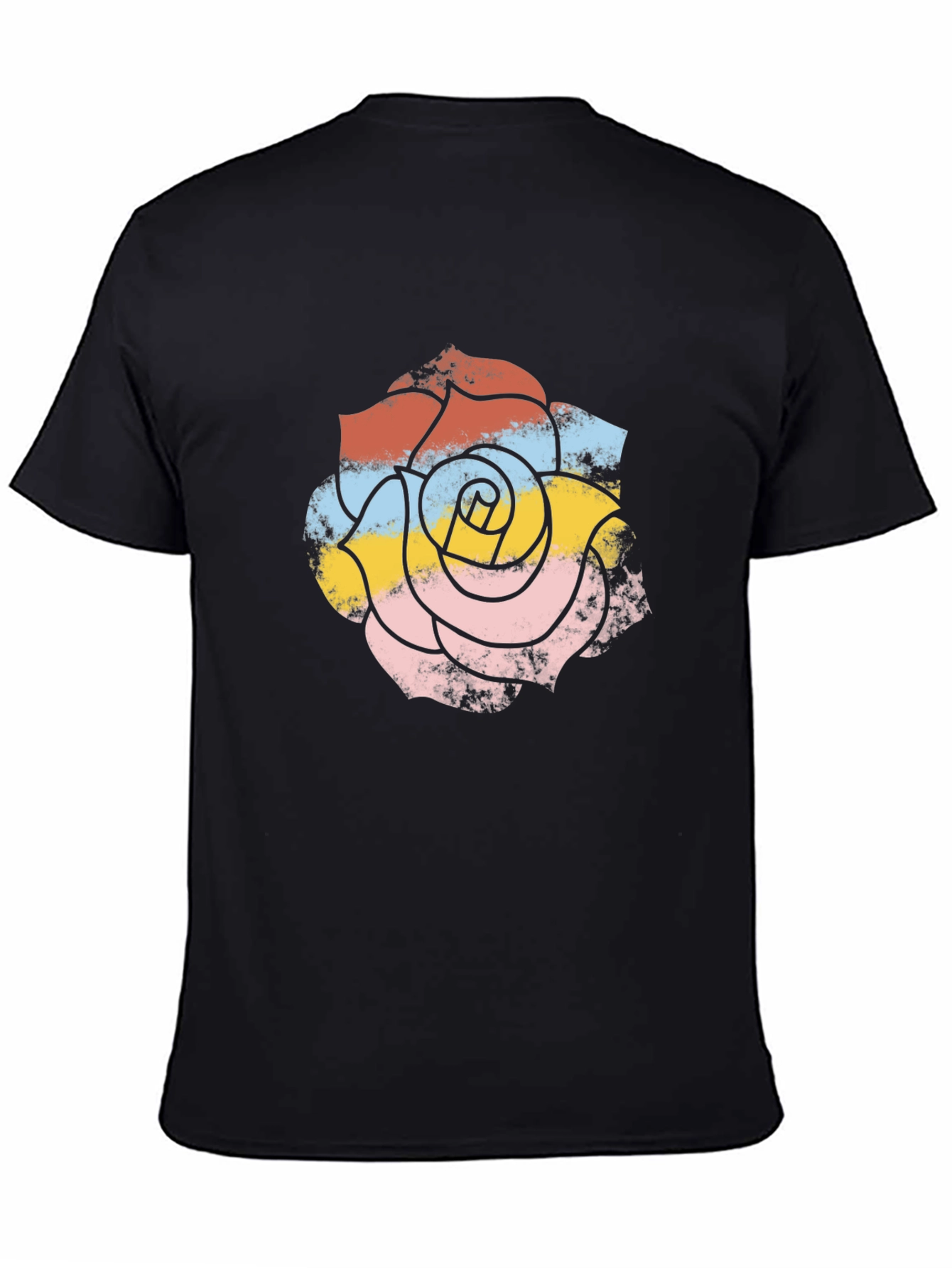 Retro Floral Graphic Tee - Mens Black T-Shirt