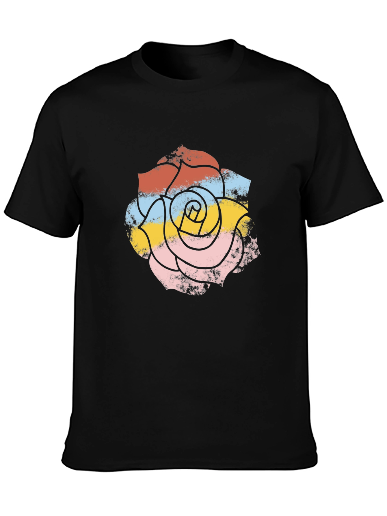 Retro Floral Graphic Tee - Mens Black T-Shirt