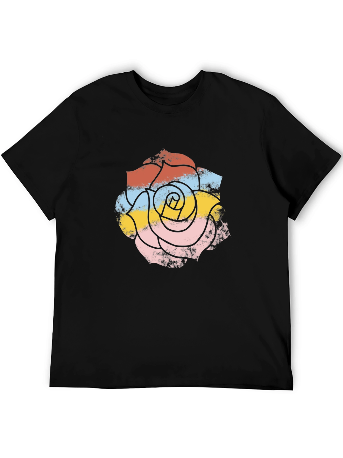 Retro Floral Graphic Tee - Mens Black T-Shirt