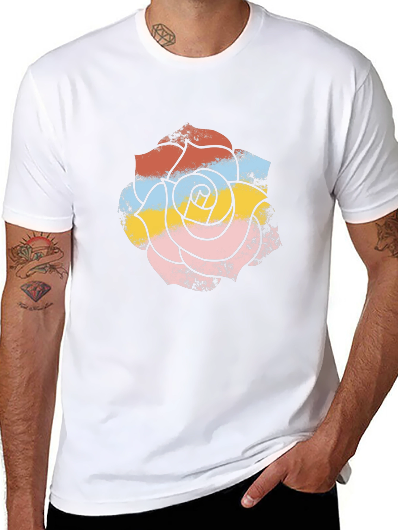 Retro Floral Graphic Tee - Mens Black T-Shirt