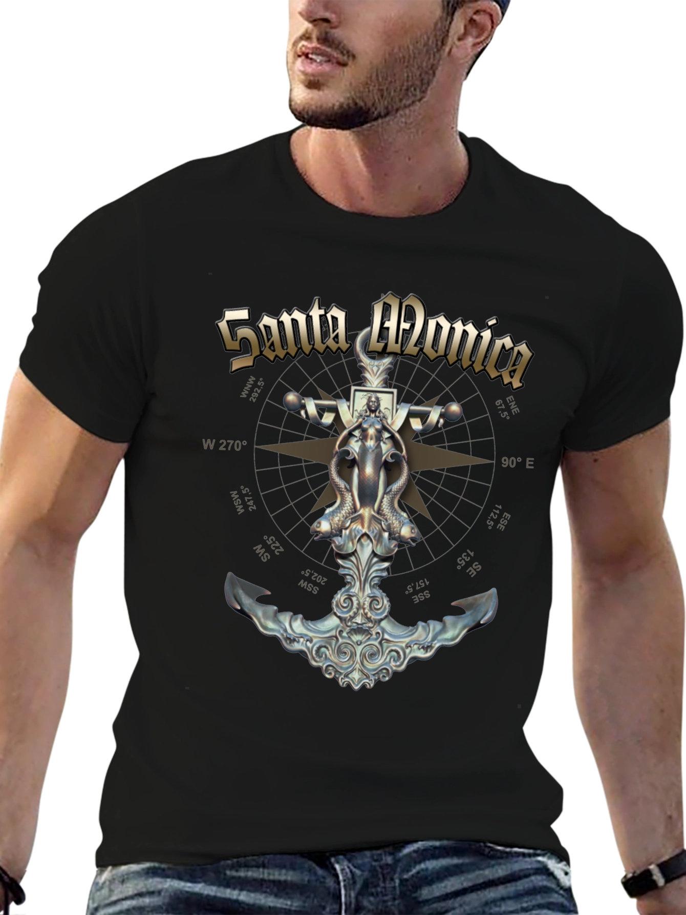 Santa Monica Anchor Compass Graphic T-Shirt