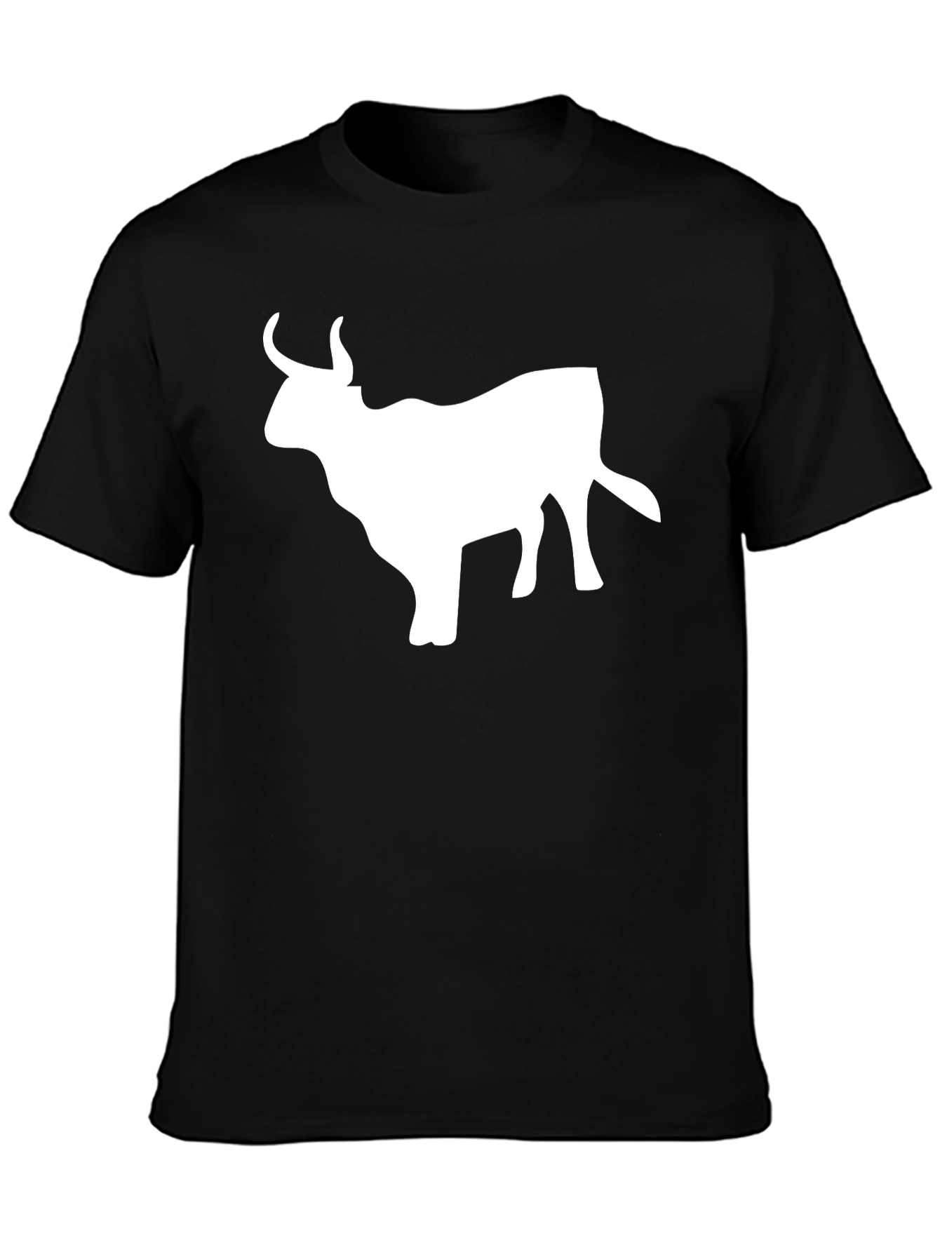 Black T-Shirt with White Bull Graphic