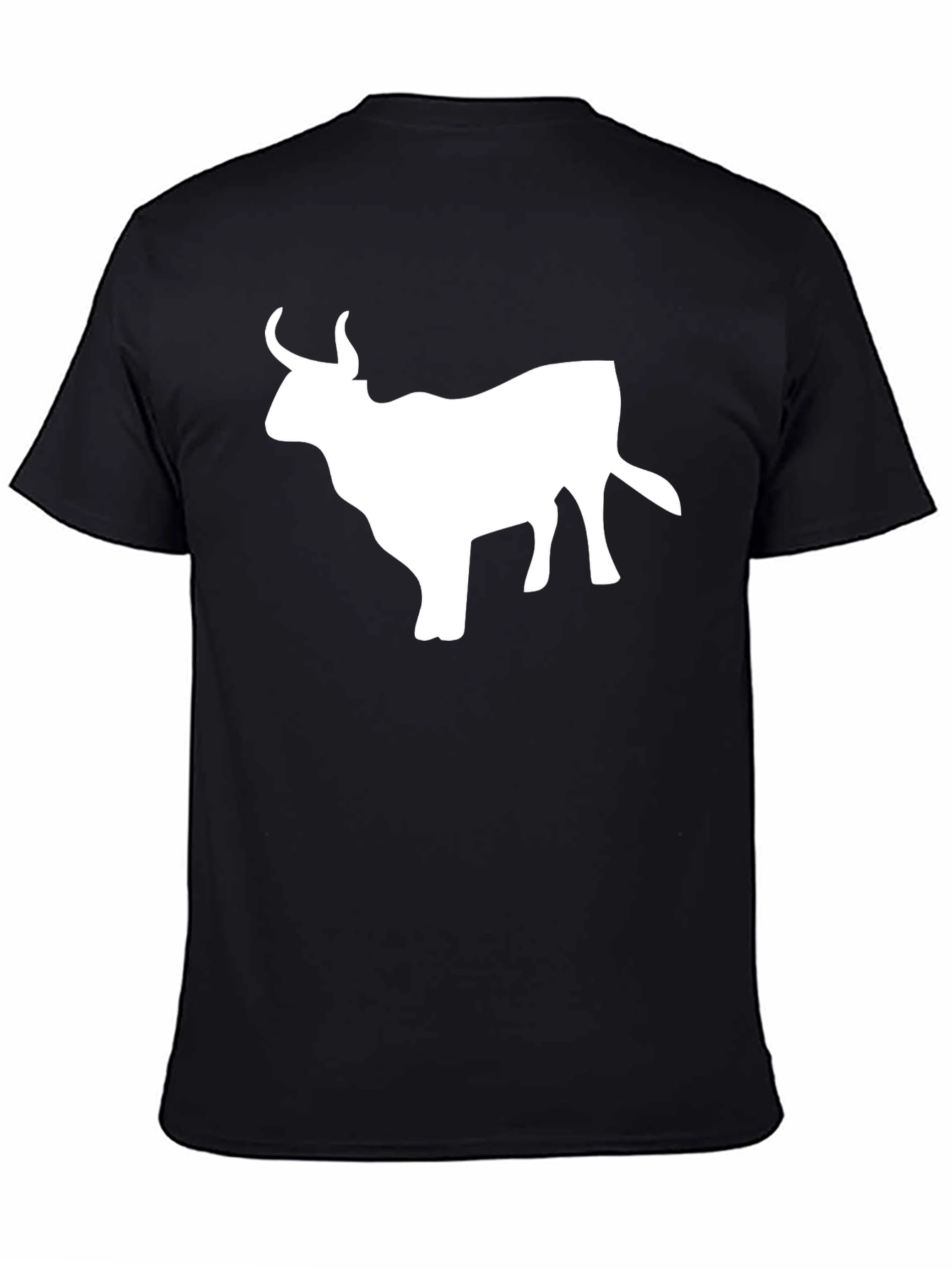Black T-Shirt with White Bull Graphic
