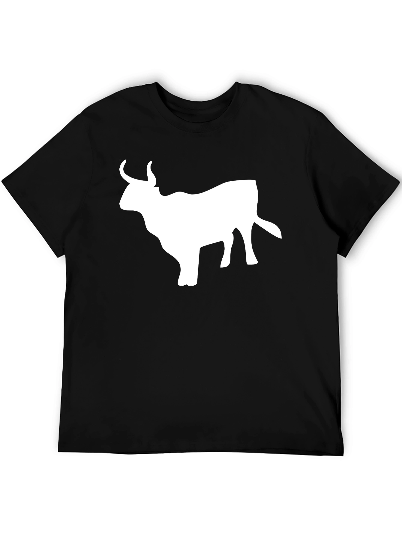 Black T-Shirt with White Bull Graphic